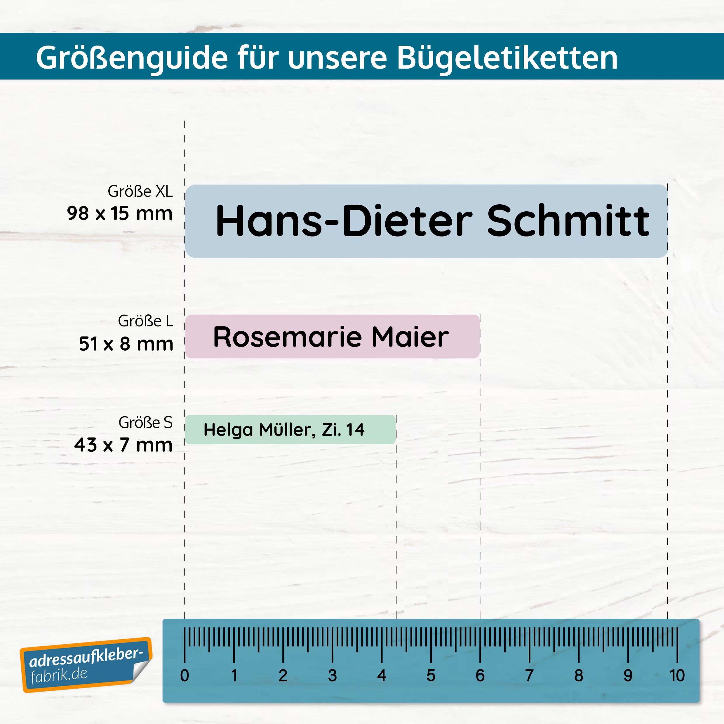 Bügeletiketten für Senioren (Set mit 225 Stück zum Aufbügeln) Altenheim Pflegeheim - adressaufkleber-fabrik.de