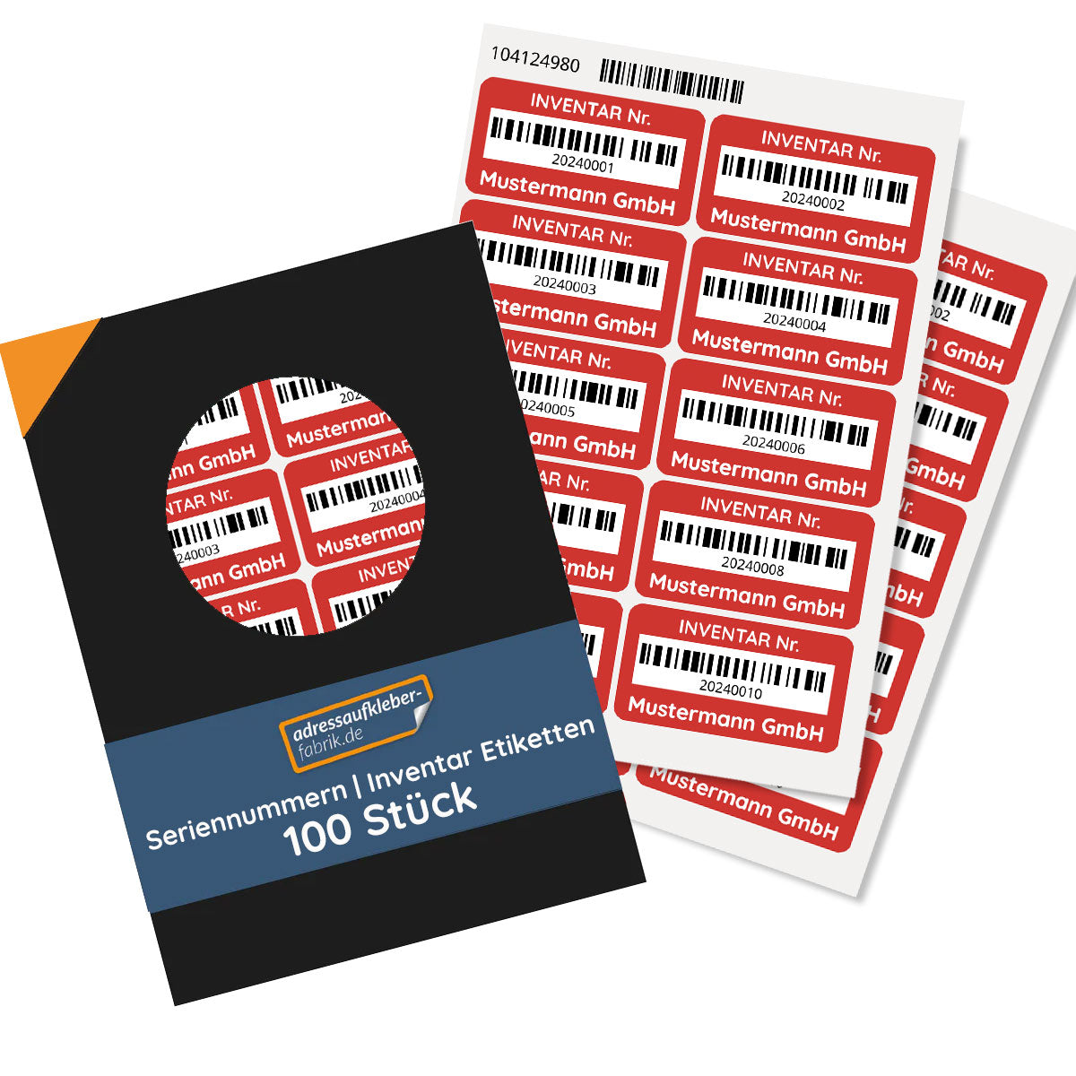 Seriennummern / Inventar Etiketten 100 Stück 48x24 mm mit fortlaufender Nummer - adressaufkleber-fabrik.de