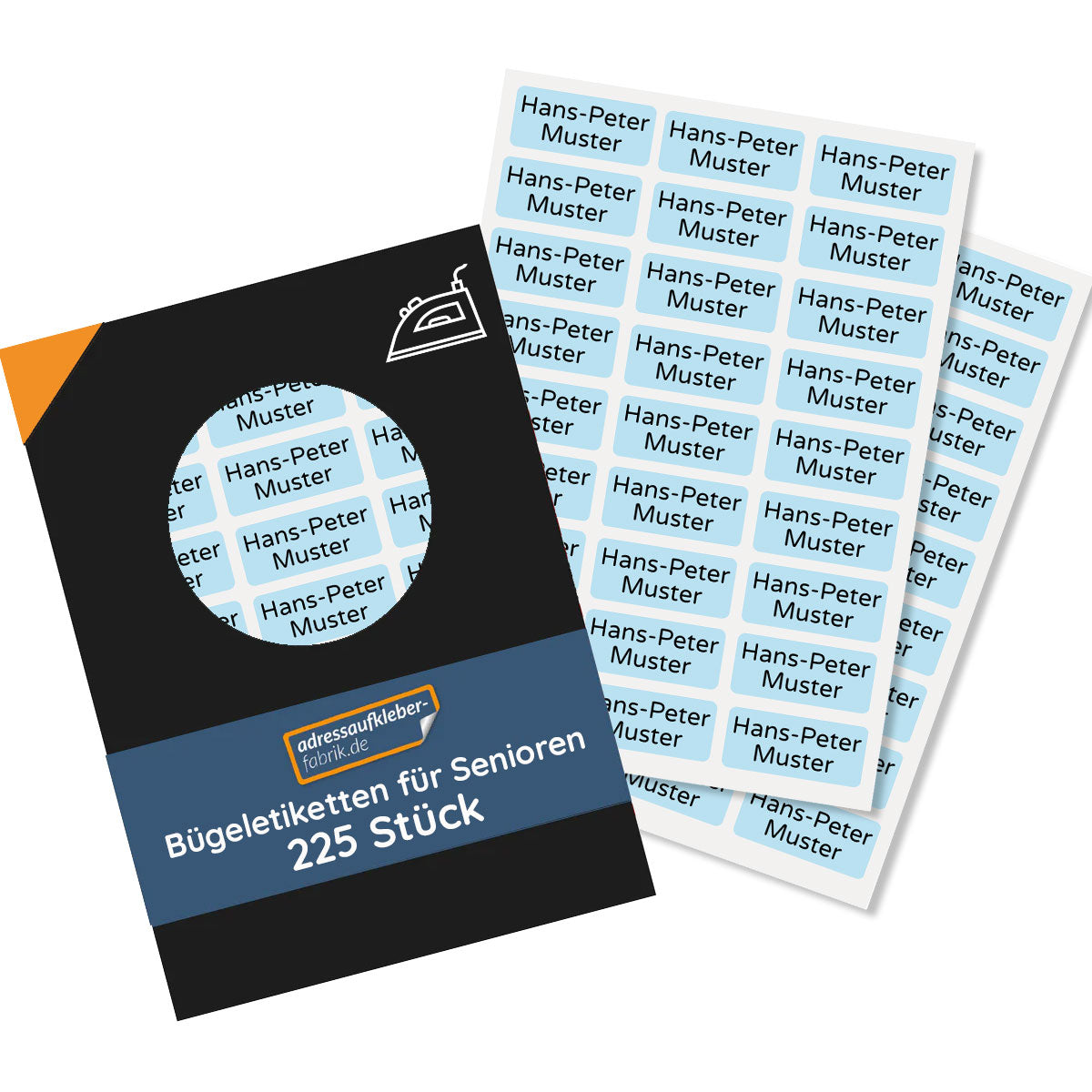225 Stück Bügeletiketten für Senioren im Altenheim / Pflegeheim / 30x13 mm - adressaufkleber-fabrik.de