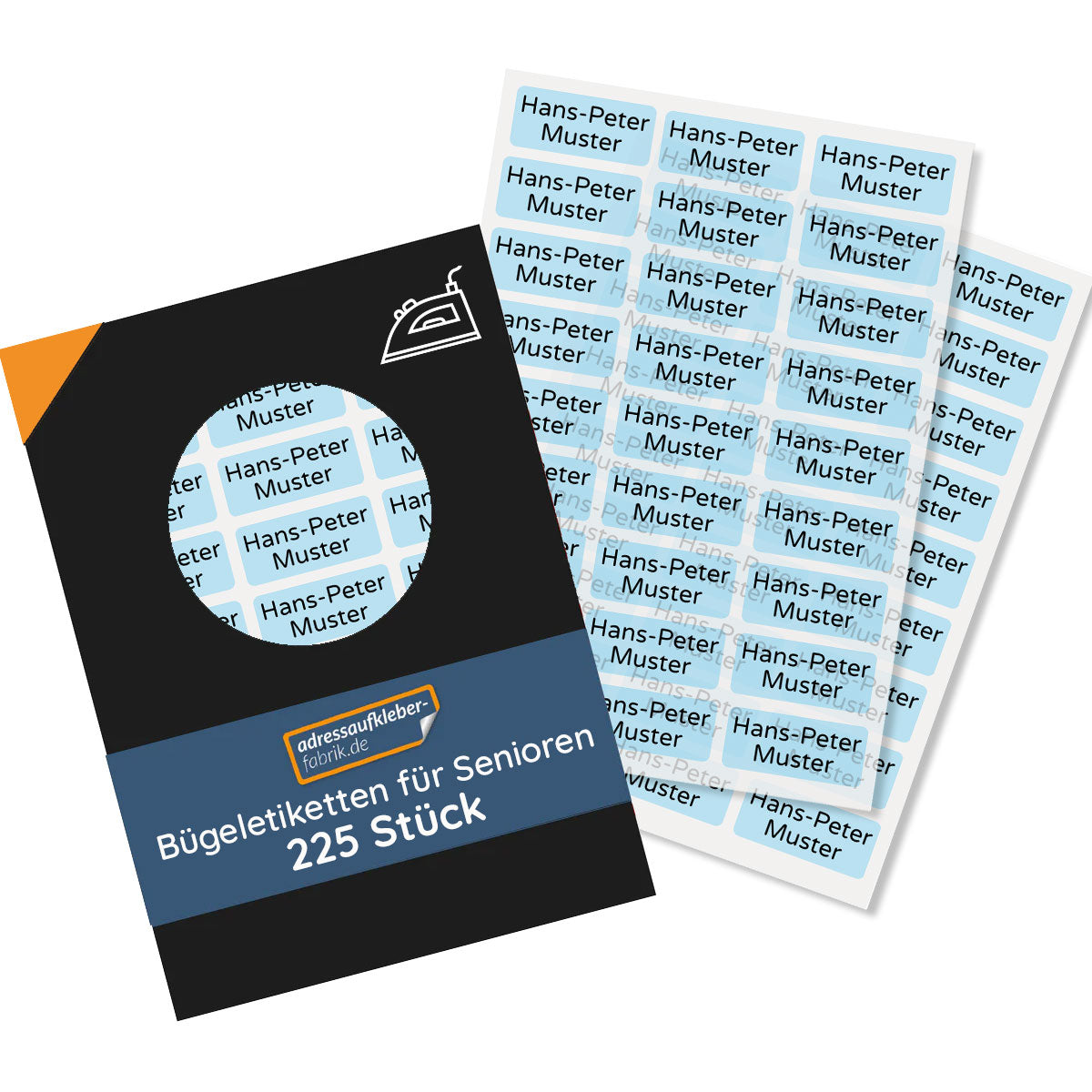 225 Stück Bügeletiketten für Senioren im Altenheim / Pflegeheim / 30x13 mm - adressaufkleber-fabrik.de