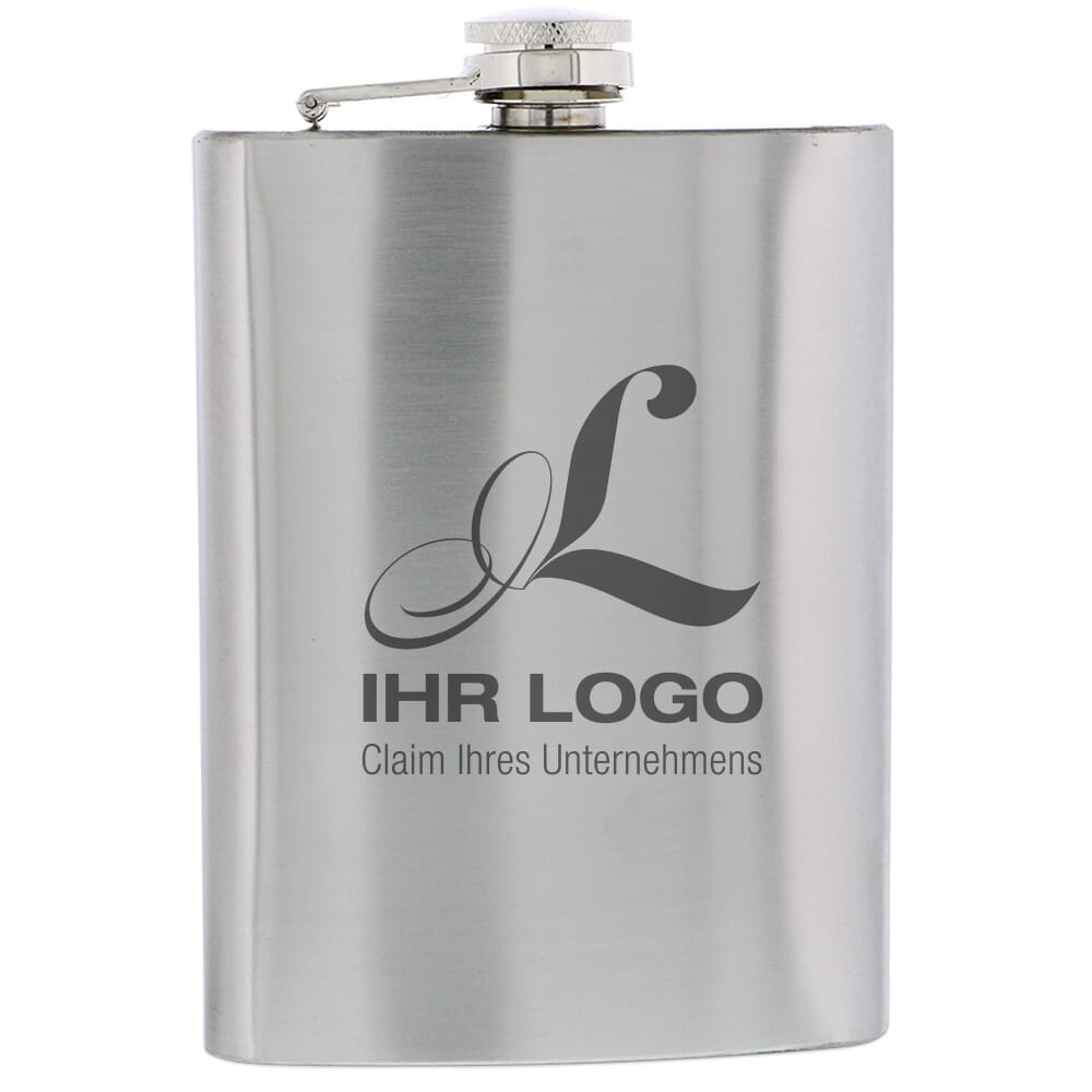 Flachmann aus Edelstahl 9,5 x 13,6 x 2 cm - adressaufkleber-fabrik.de