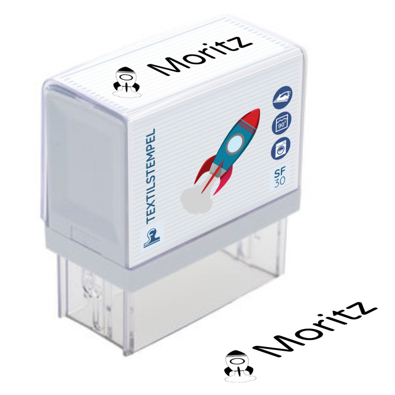 Kinderstempel 5 Zeilen mit Motiv / Namensstempel & Adressstempel (47 x18 mm)