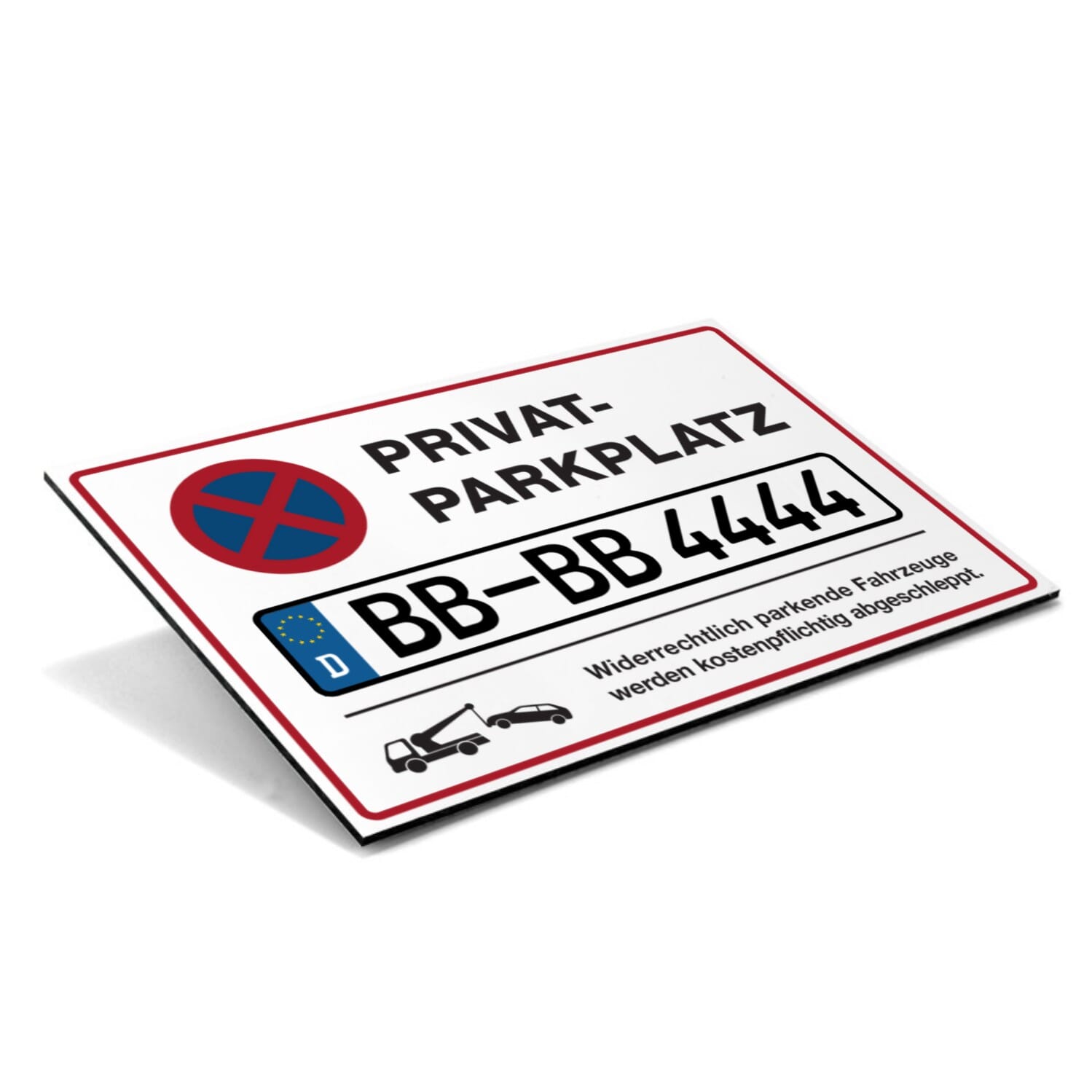 Schild  "Privatparkplatz" mit individuellem Kennzeichen - adressaufkleber-fabrik.de