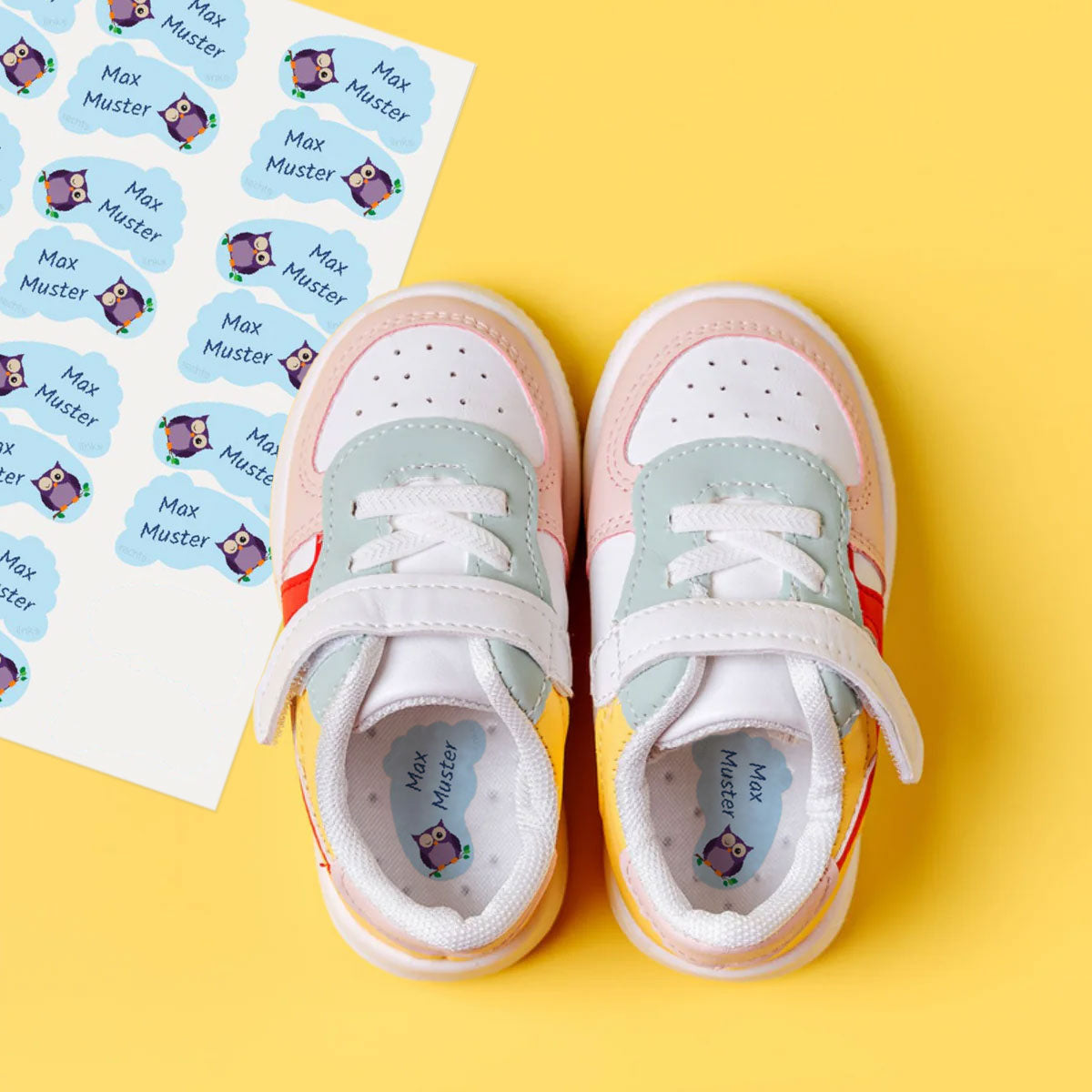 Personalisierte Schuh-Etiketten (12 Paar / 24 Aufkleber 35x23 mm) - adressaufkleber-fabrik.de