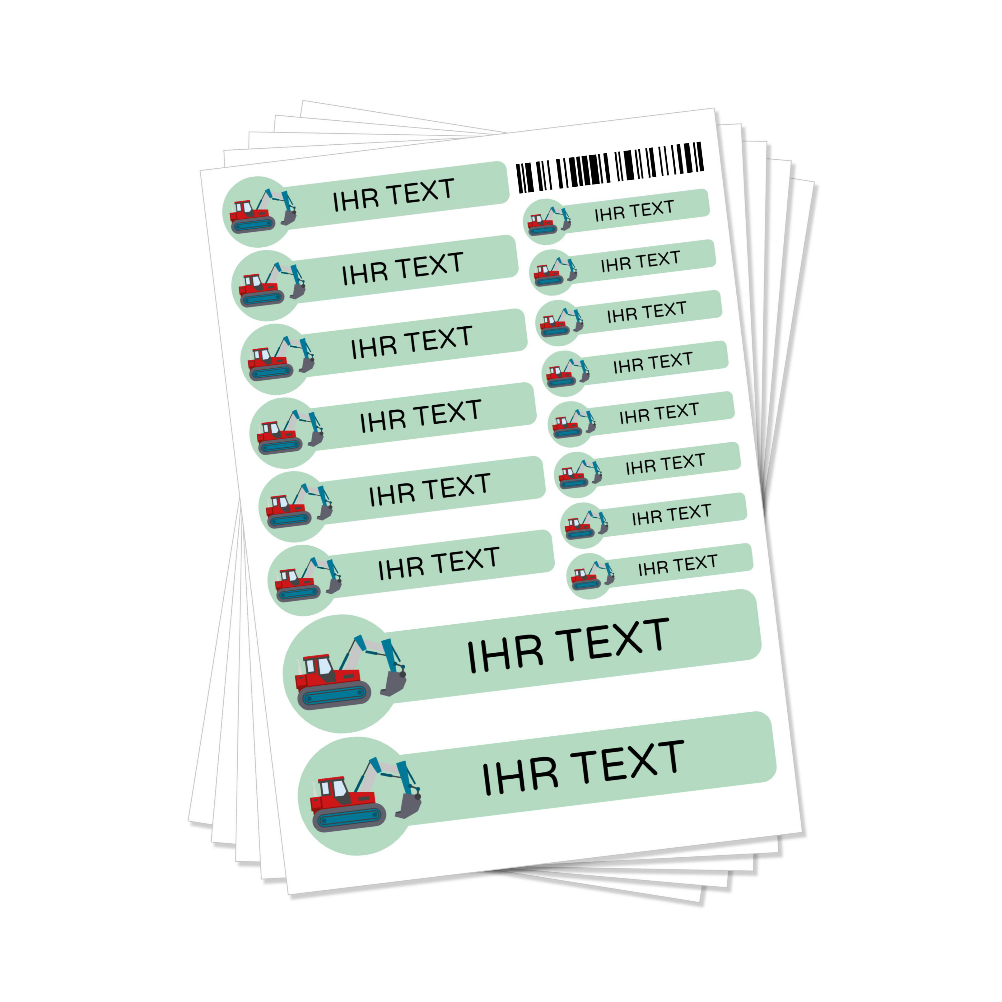 Namensaufkleber für Kinder mit großem Motiv, 160 Stück, Set