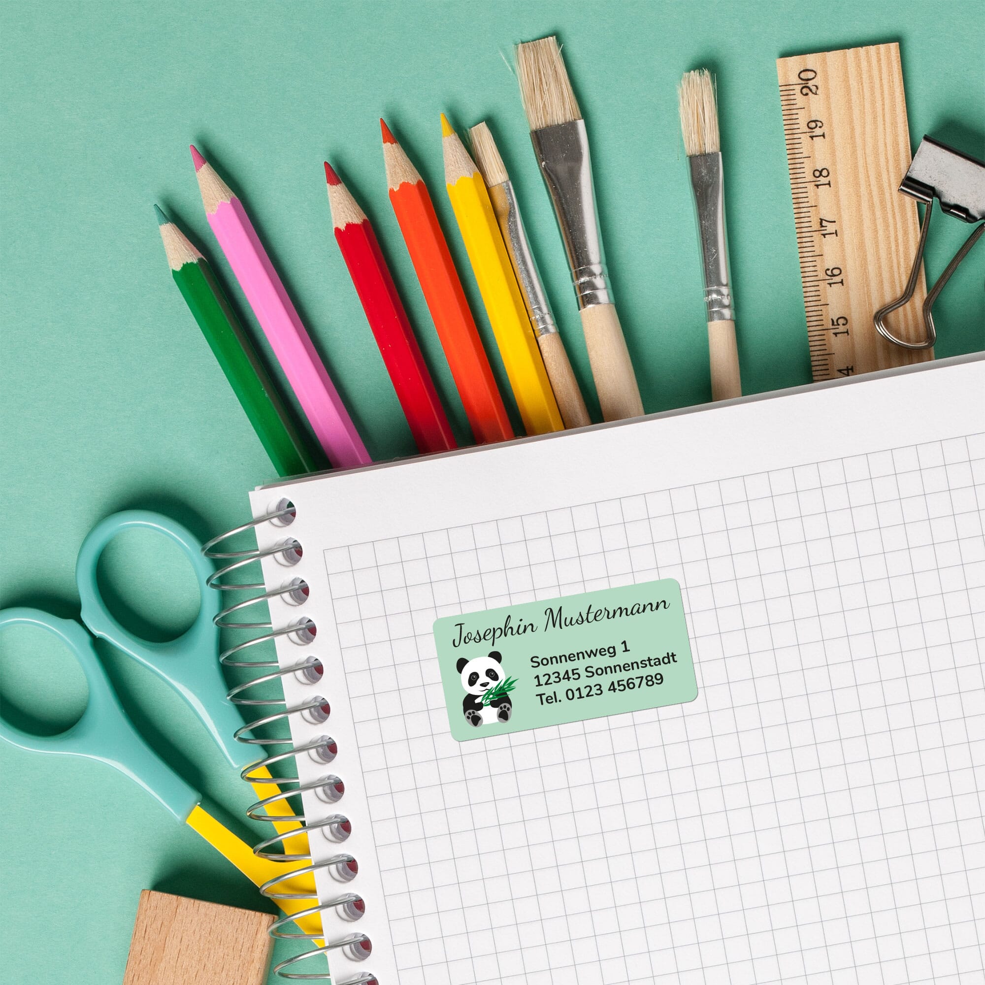 100 Stück Individuelle Adressaufkleber / Namensaufkleber für Schule, Kita & Co. (50x25 mm)