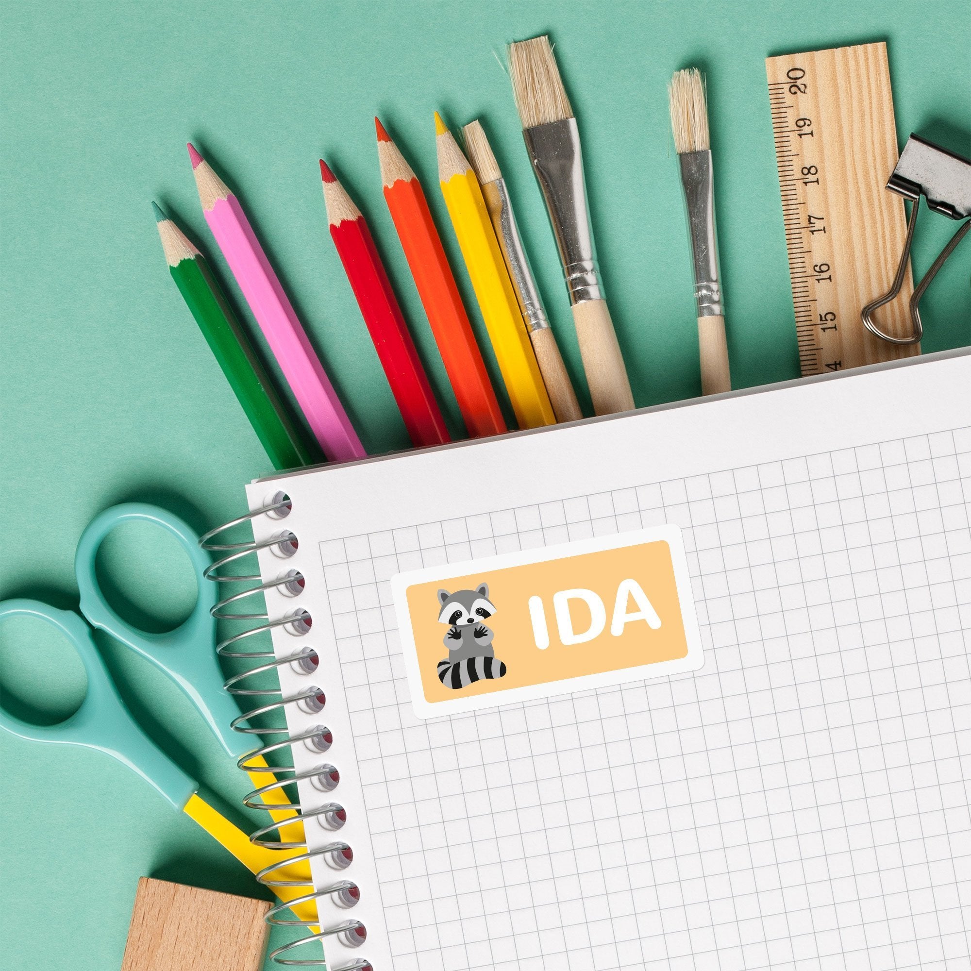 Aufkleber im Spenderkarton Motiv "Waschbär" 60x30 mm - adressaufkleber-fabrik.de