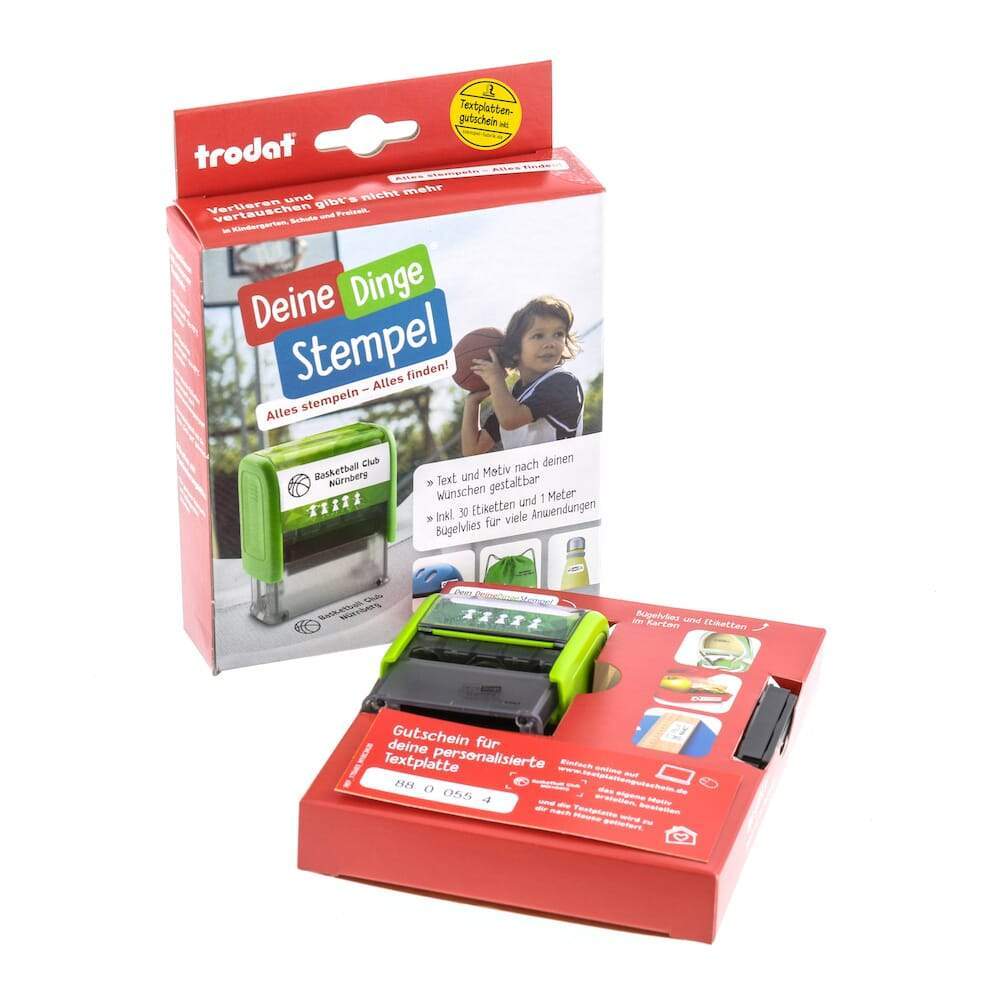Trodat Deine Dinge Stempel mit Textplattengutschein (37x14 mm - 4 Zeilen) - adressaufkleber-fabrik.de
