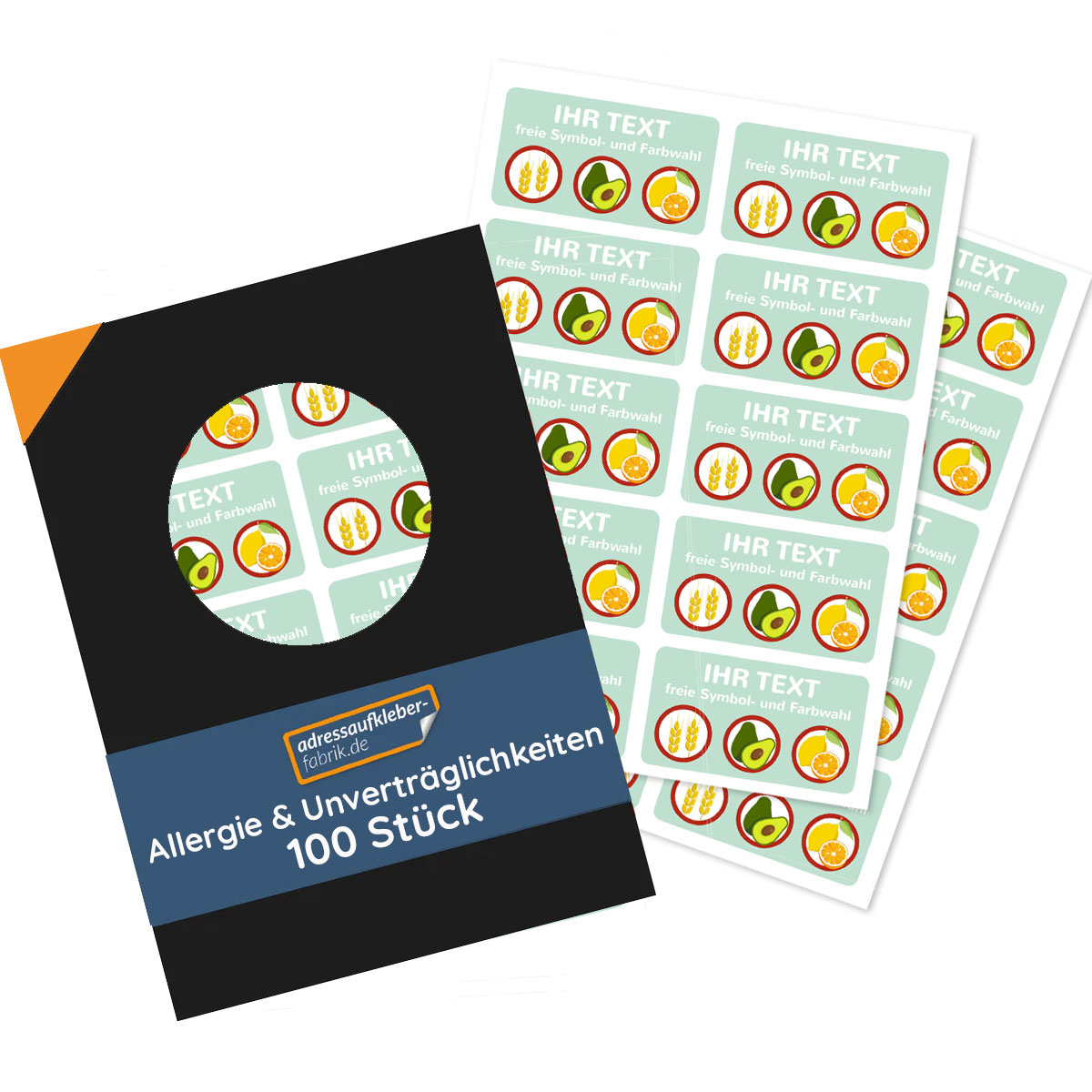 Aufkleber "Allergien & Unverträglichkeiten" inkl. Individualisierung (100 Stück - 47x26 mm)