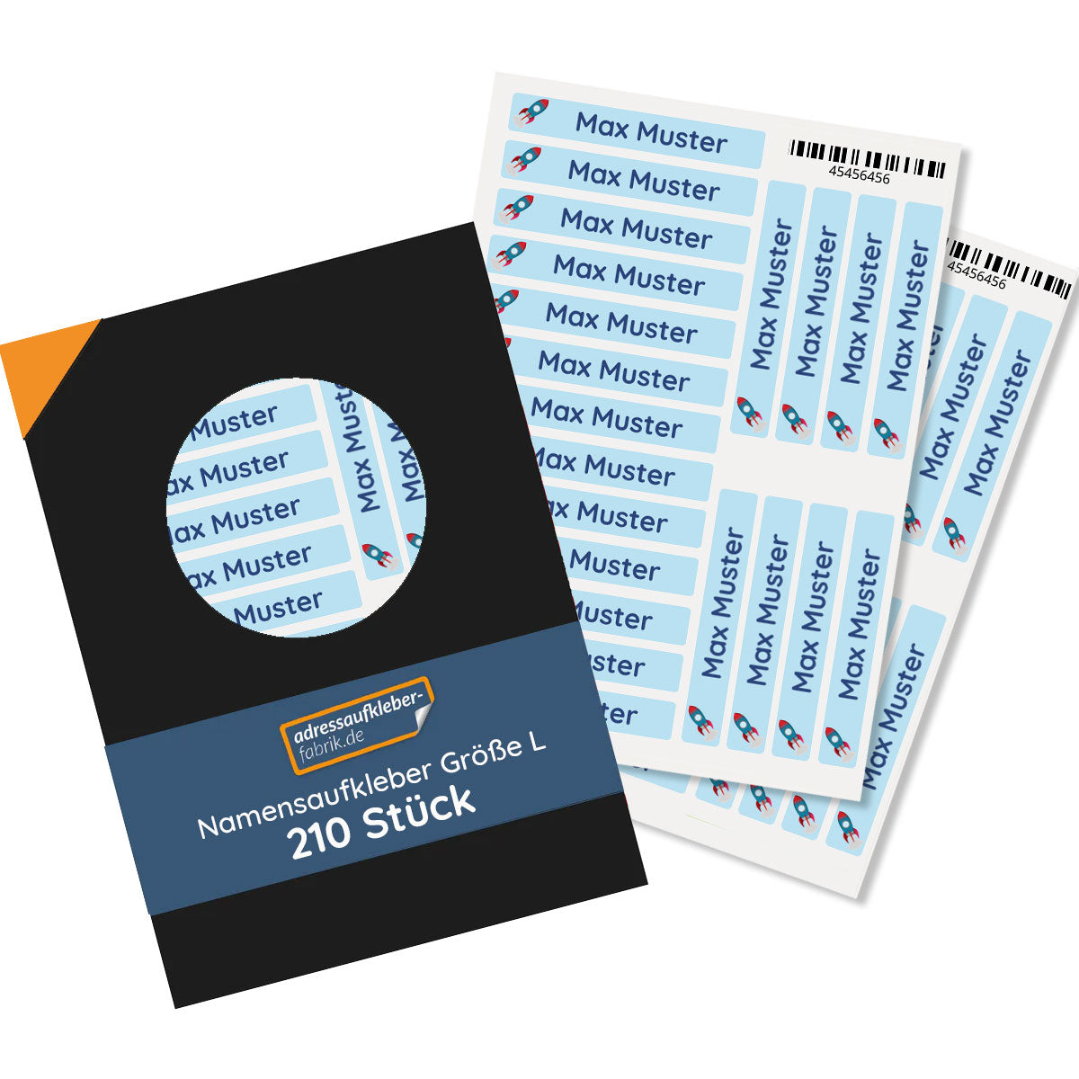 Namensaufkleber 210 Stück für Kinder Größe L ( 60x9 mm) - adressaufkleber-fabrik.de