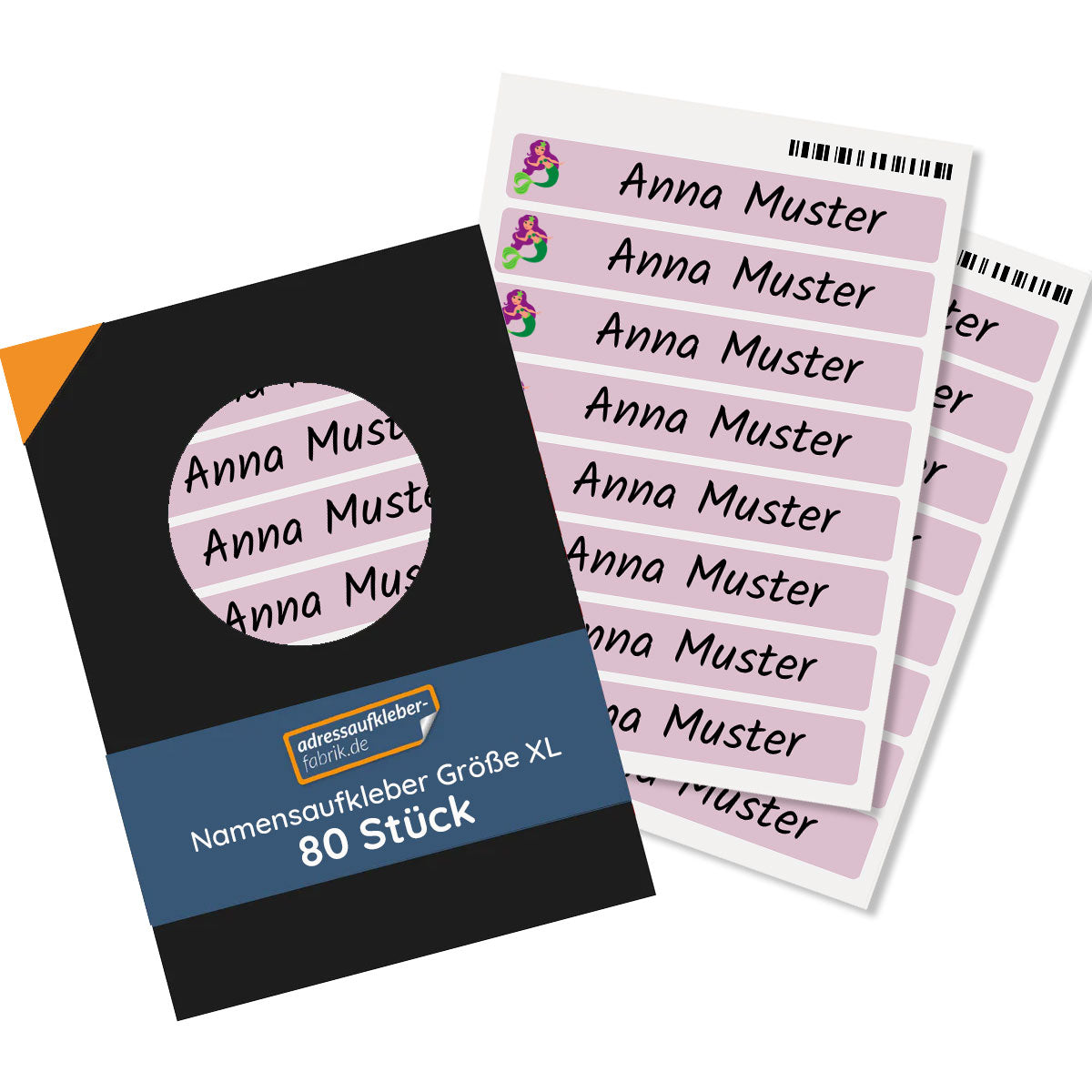 Große Namensaufkleber 80 Stück für Kinder Größe XL (100x15 mm) - adressaufkleber-fabrik.de