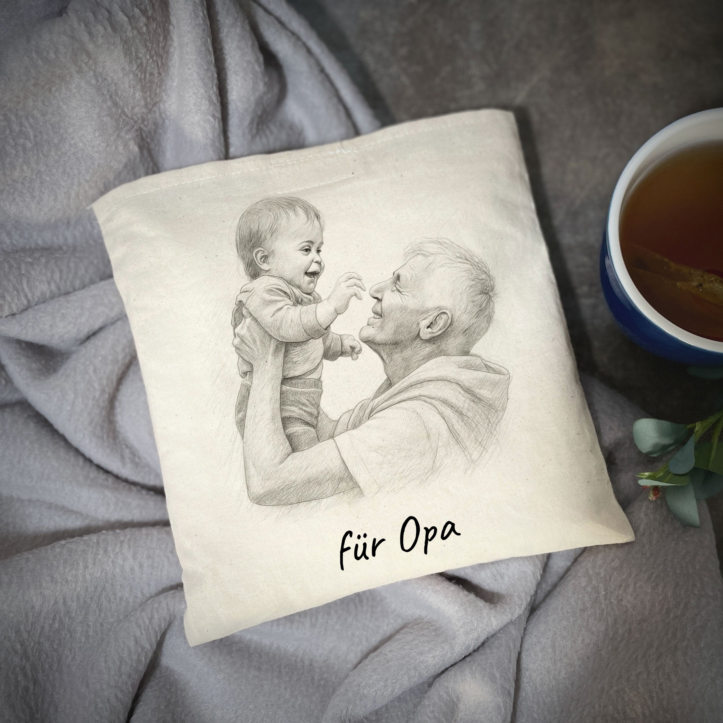 Kirschkernkissen mit Bleistiftzeichnung & Individualisierung