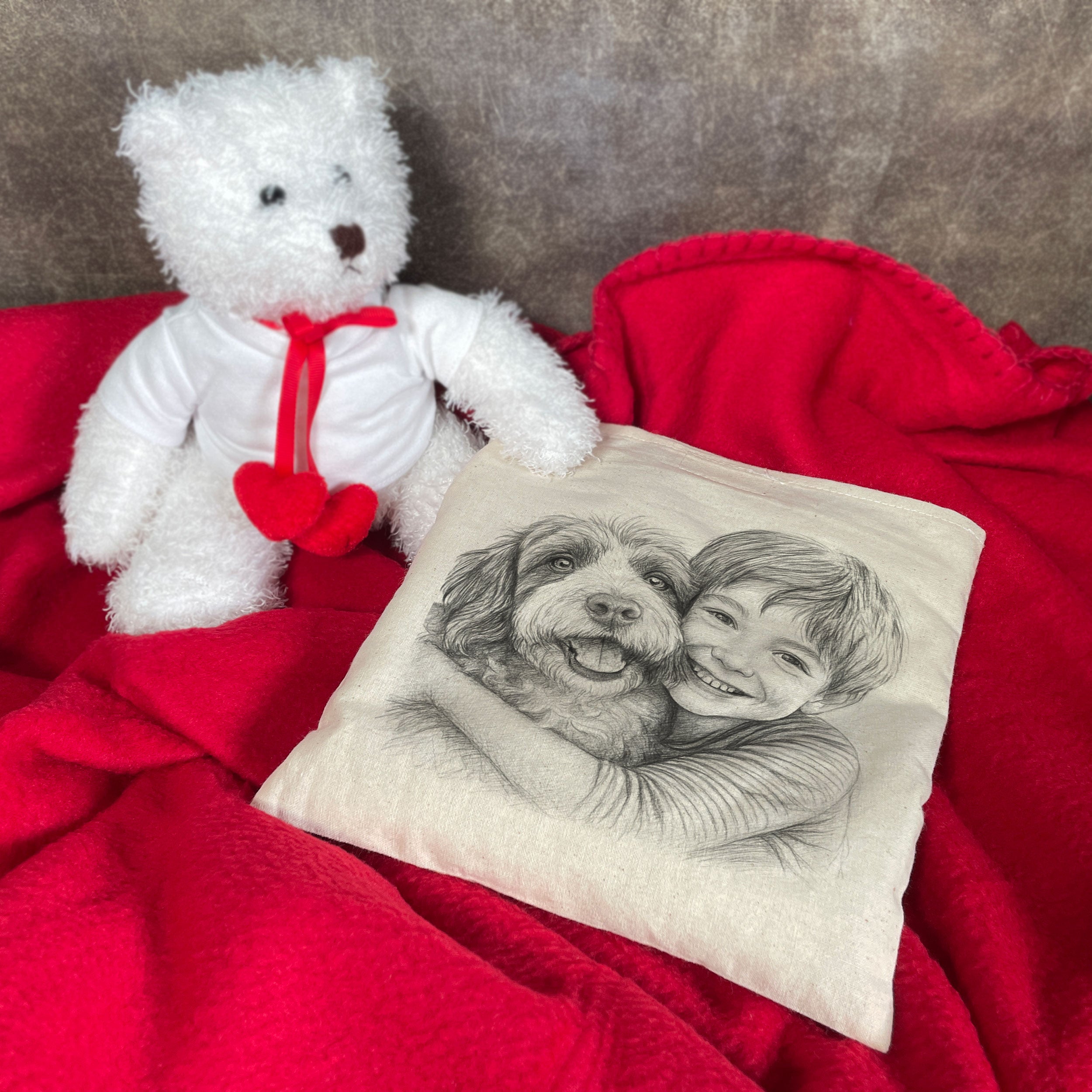 Kirschkernkissen mit Bleistiftzeichnung & Individualisierung