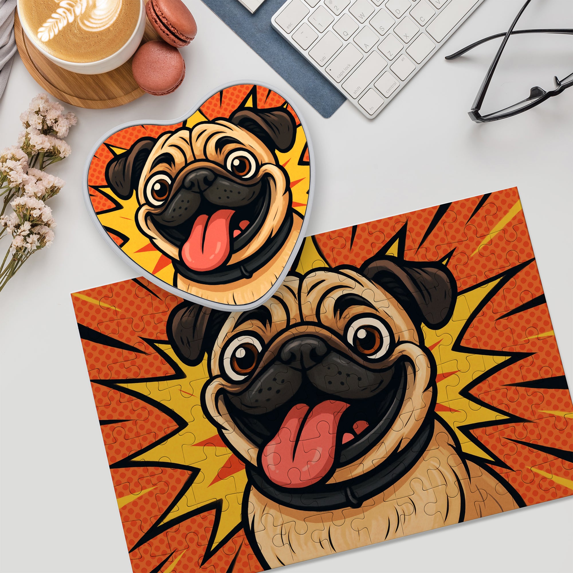 Puzzle mit Karikatur und Individualisierung (inkl. Herzdose – 96 Teile)