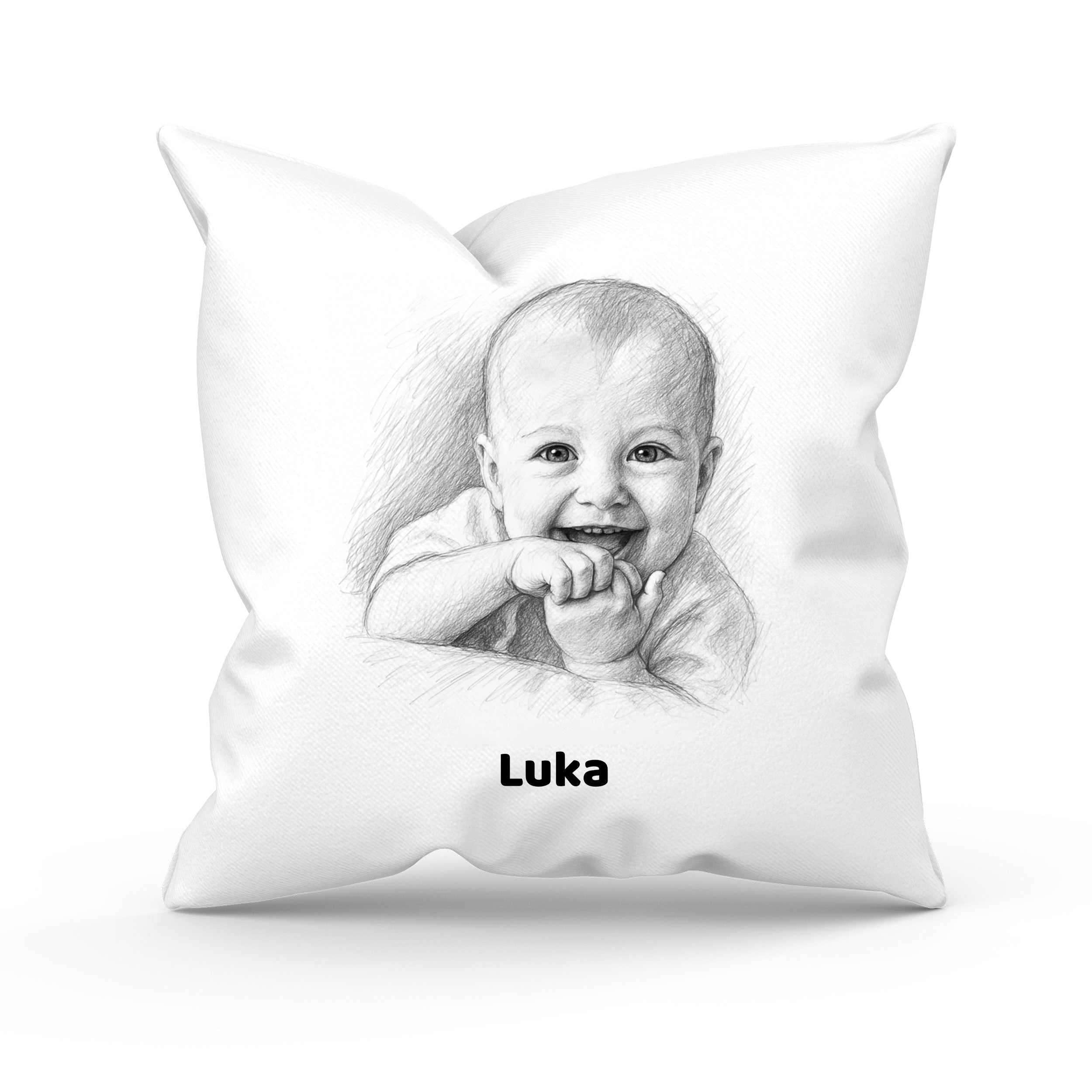 Kissenbezug mit Bleistiftzeichnung & Individualisierung