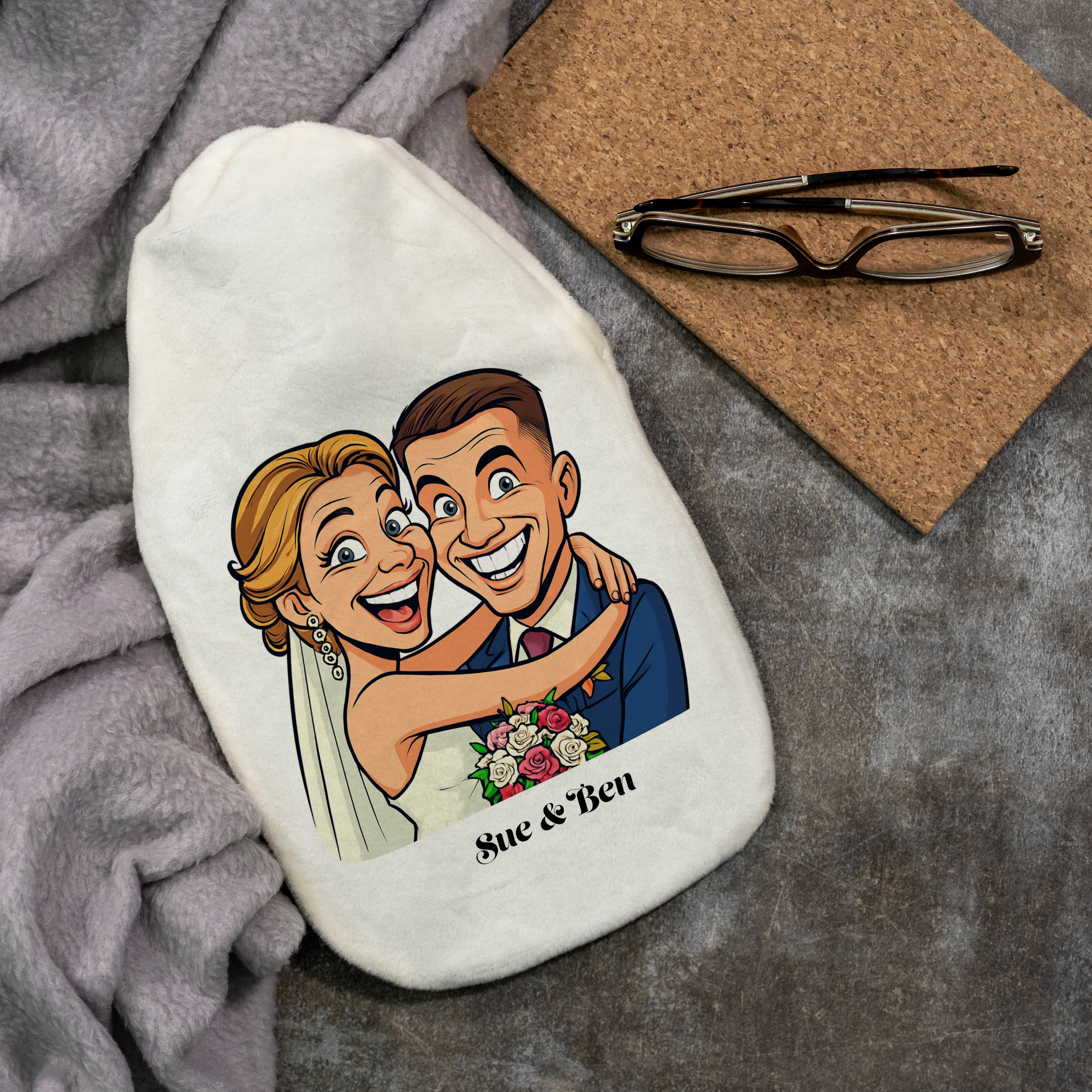 Wärmflasche mit Karikatur und Individualisierung