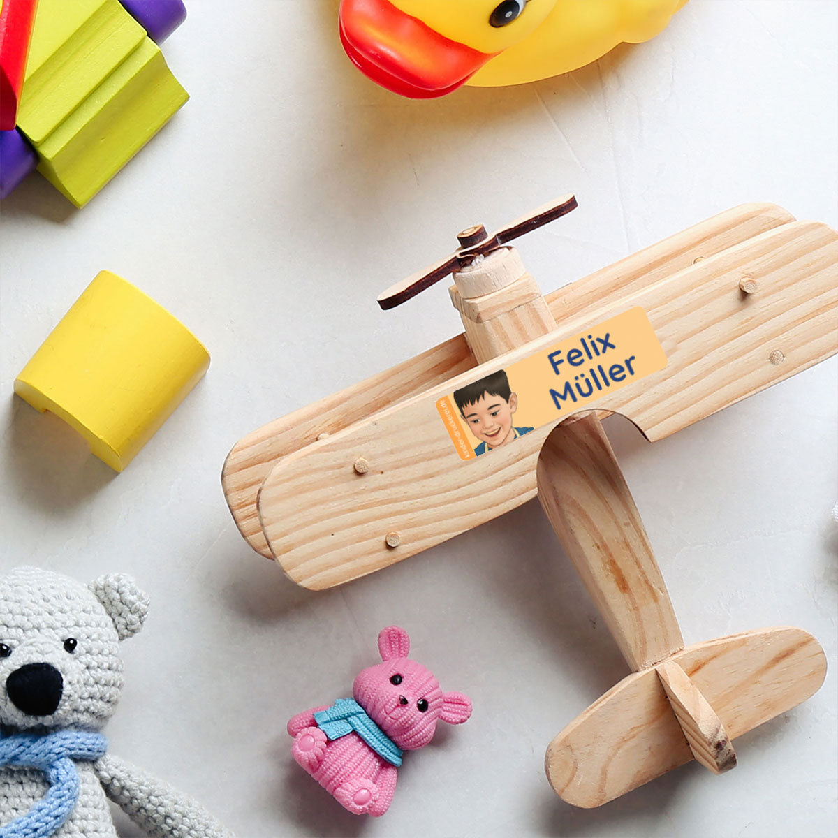 Namensaufkleber Kinder mit Foto | 160er Set mit KI-Portrait