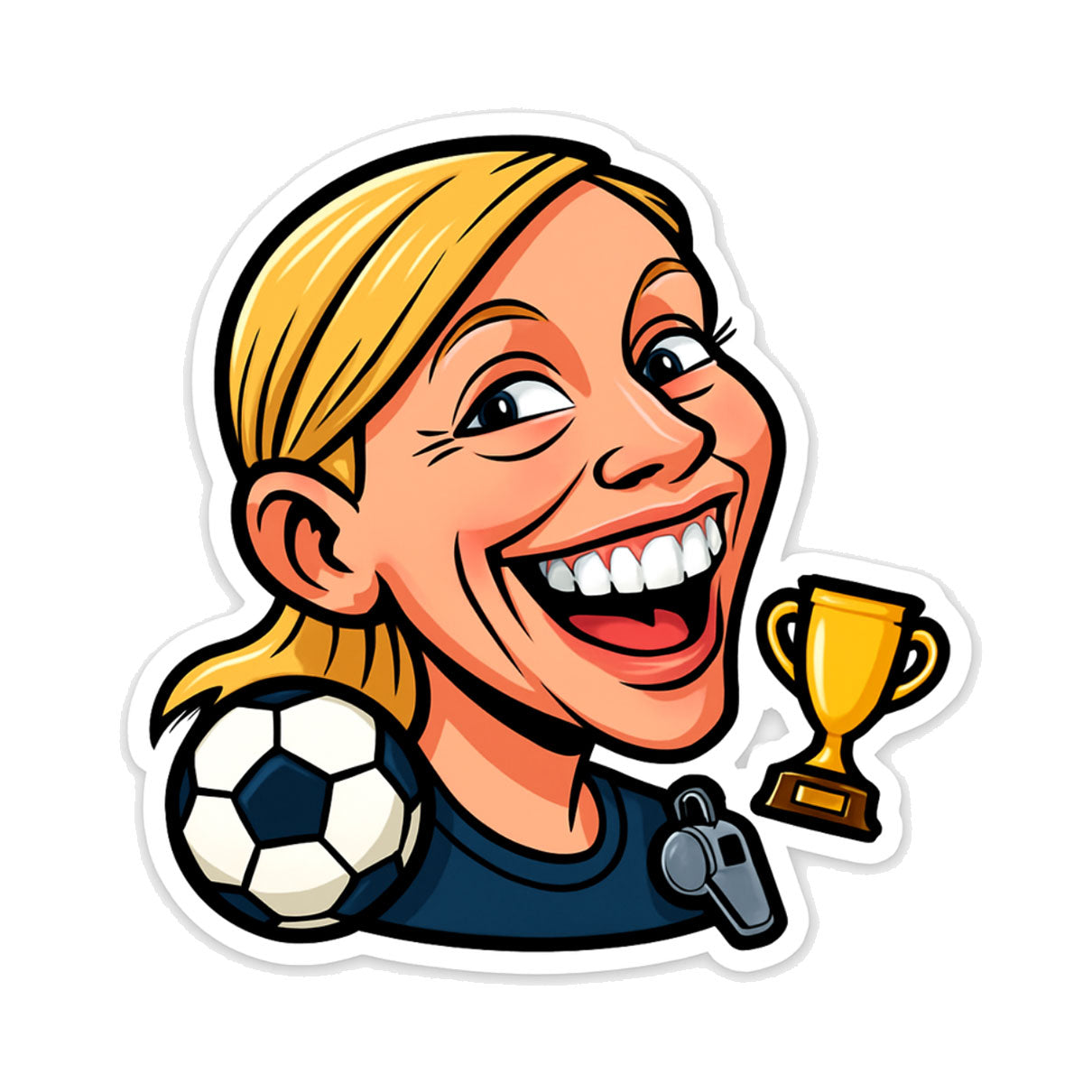 Fußball-Fan Karikatur-Sticker nach Foto – personalisierte Aufkleber konturgeschnitten