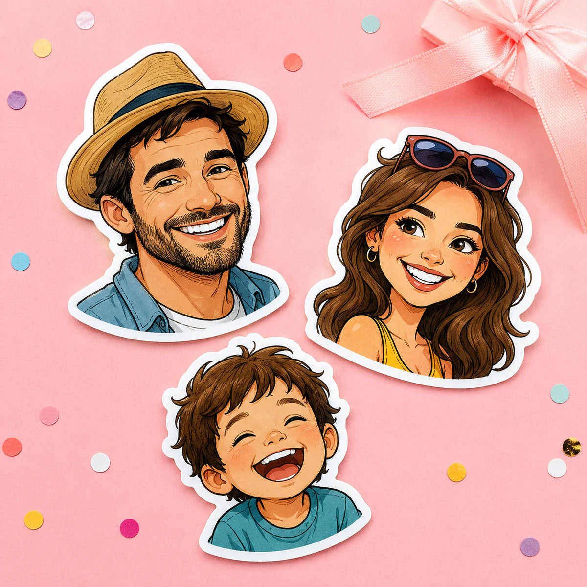 Illustration-Sticker nach Foto – personalisierte Aufkleber konturgeschnitten
