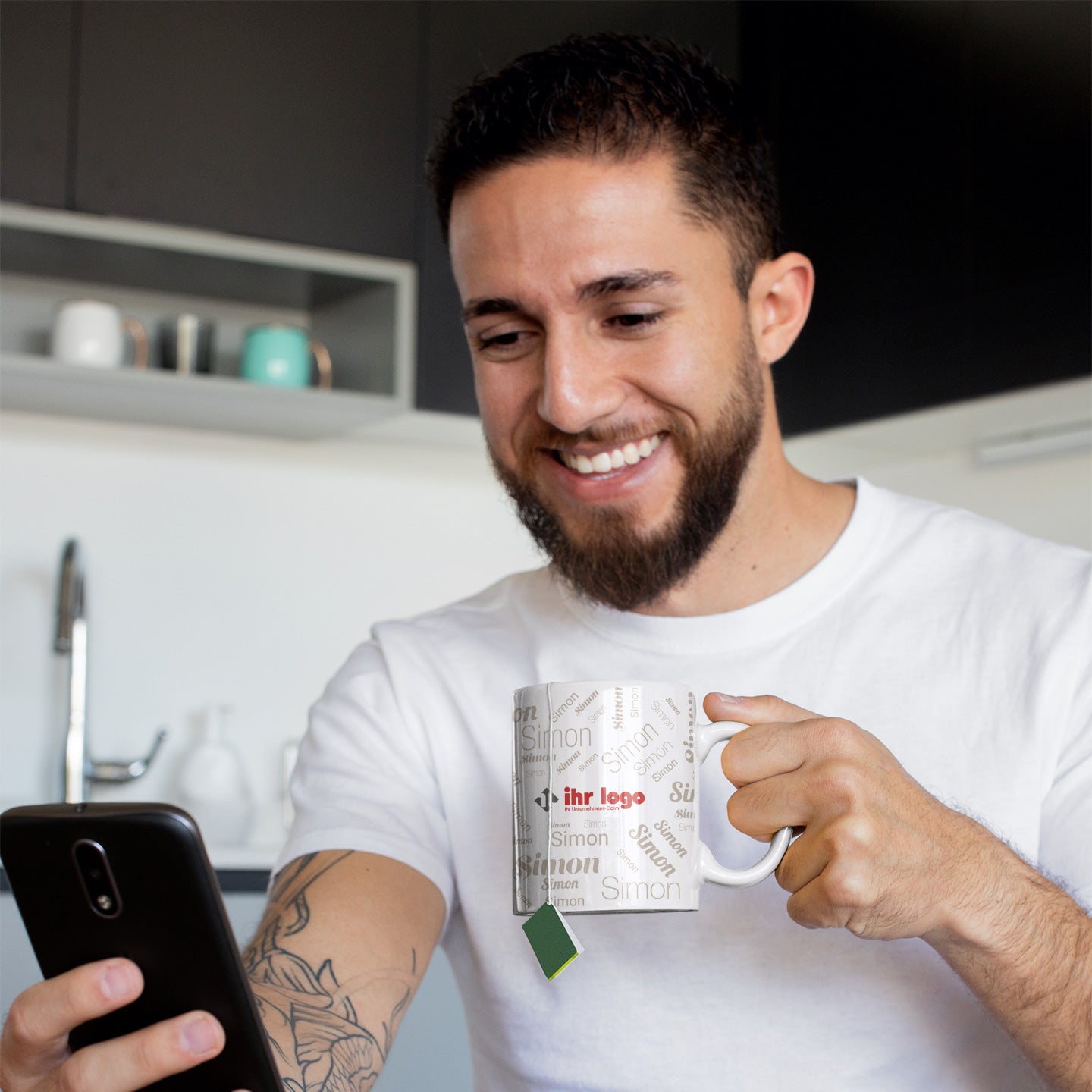 Keramiktasse mit Namen & Firmenlogo - adressaufkleber-fabrik.de