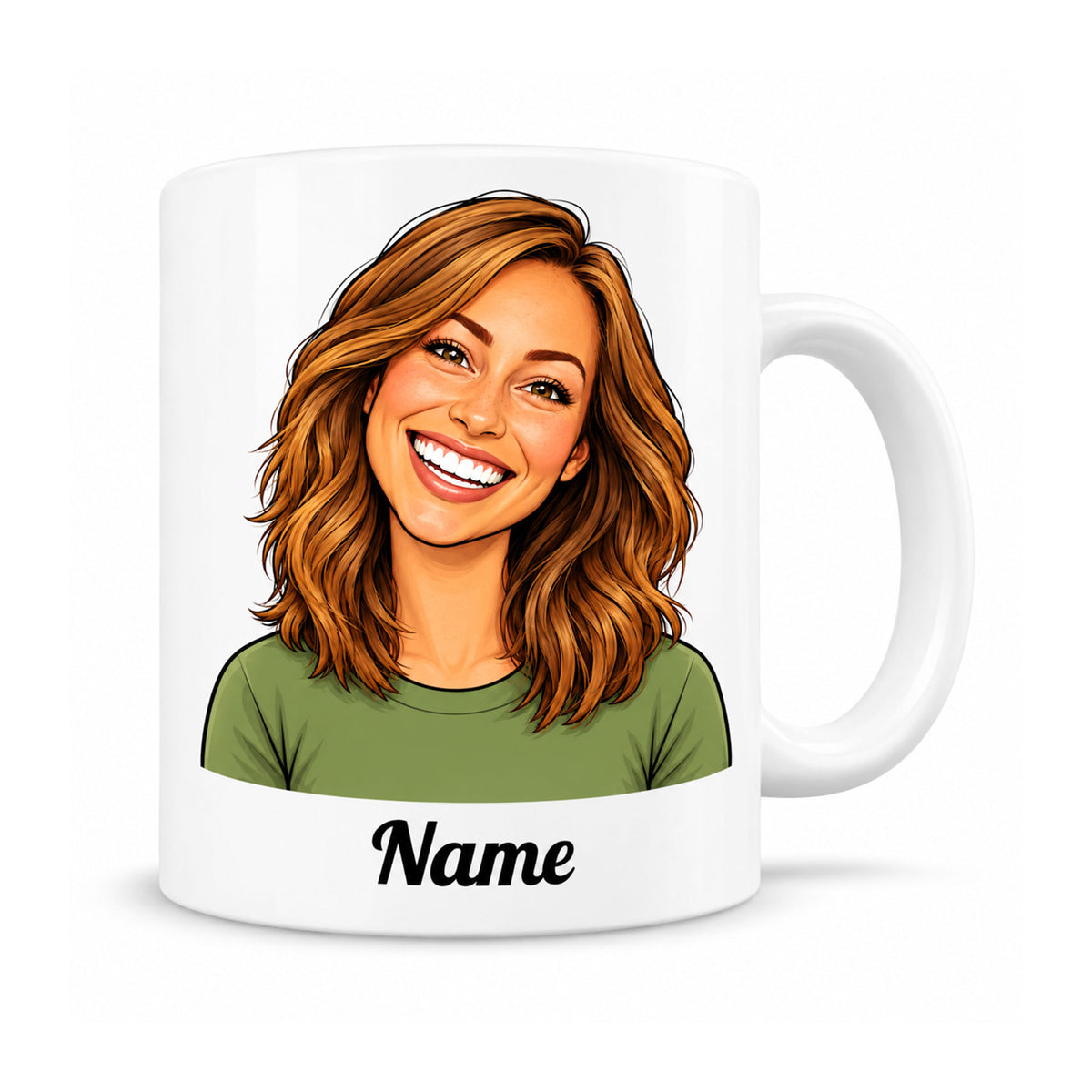 Keramiktasse mit Namen & Karikatur – Individuell bedruckte Tasse als Geschenkidee