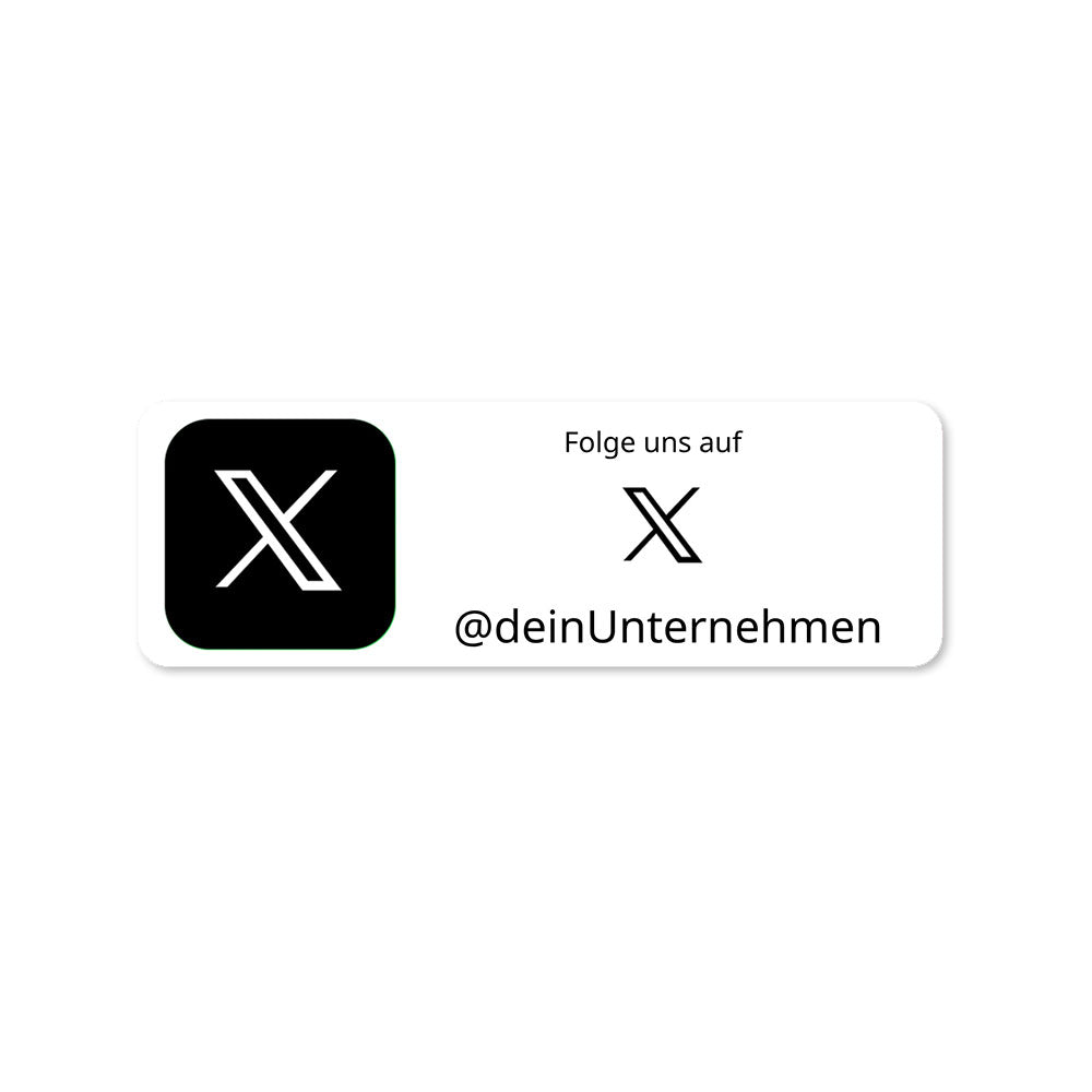 Social-Media Aufkleber X individuell - Set (2 Bögen / 72 Stück 60x20 mm)