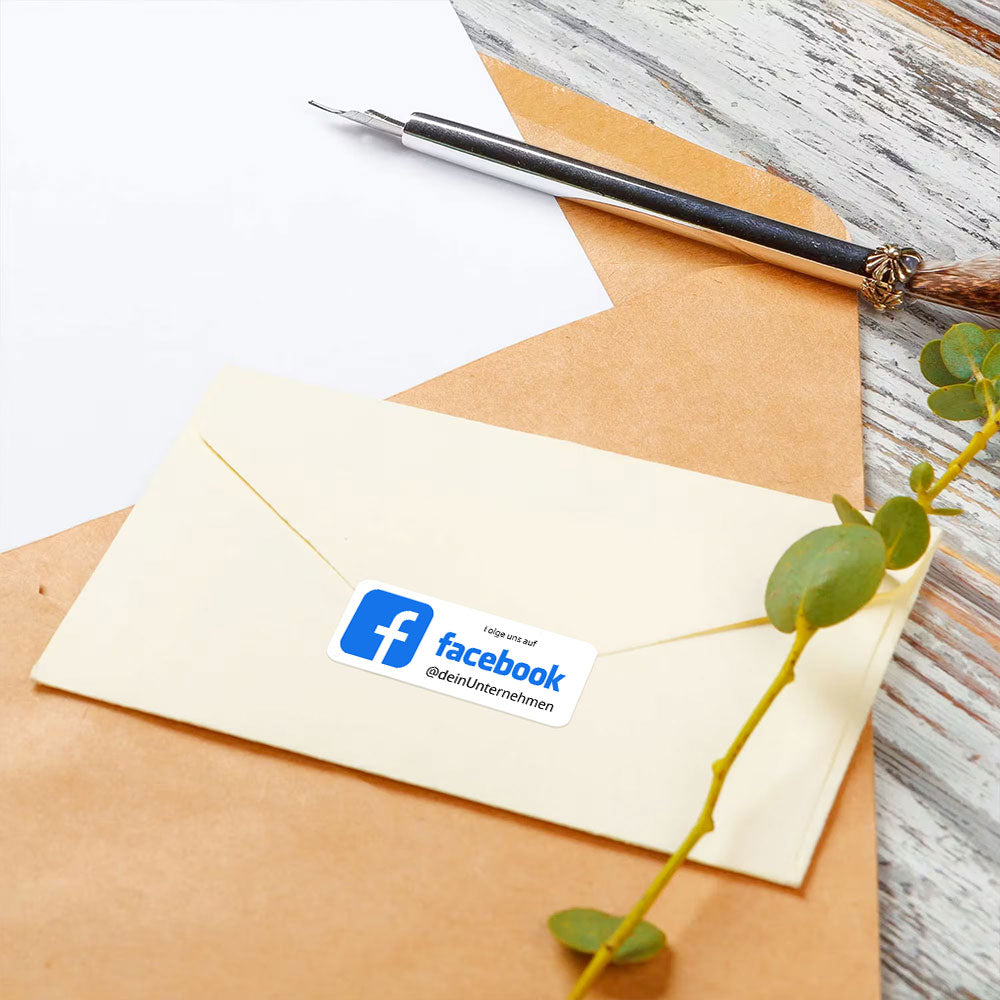 Social-Media Aufkleber Facebook individuell - Set (2 Bögen / 72 Stück 60x20 mm)