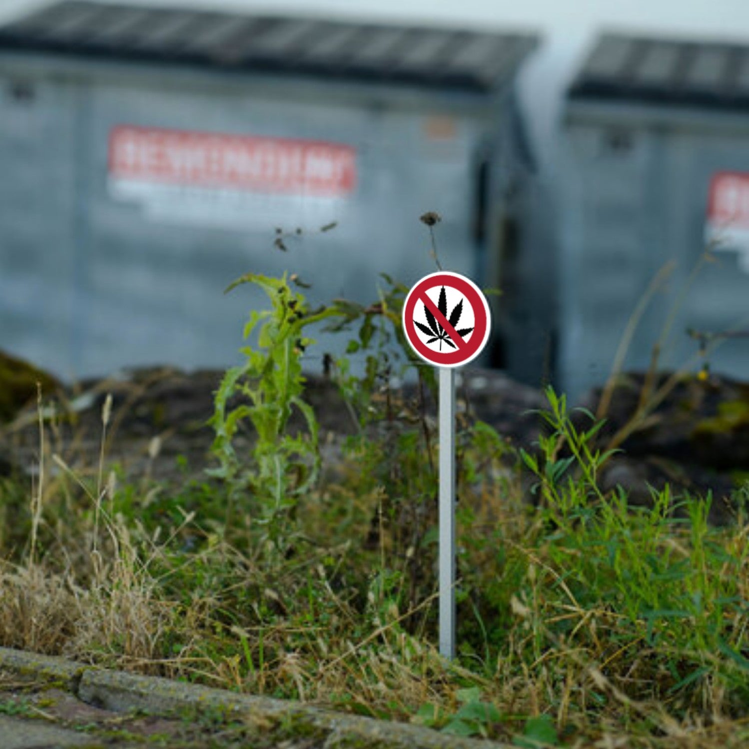 Cannabis Schild Alu-Verbund 10 cm / Verboten - adressaufkleber-fabrik.de