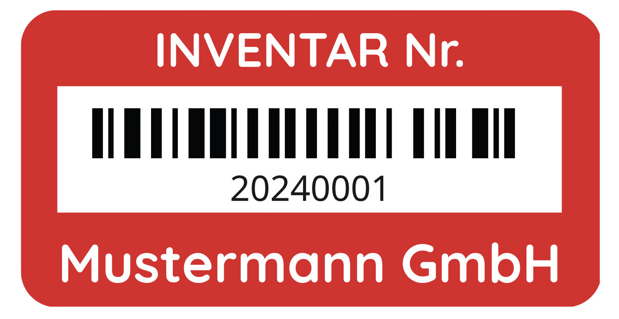 Seriennummern / Inventar Etiketten 100 Stück 48x24 mm mit fortlaufender Nummer