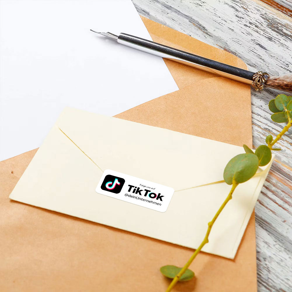Social-Media Aufkleber TikTok individuell - Set (2 Bögen / 72 Stück 60x20 mm)