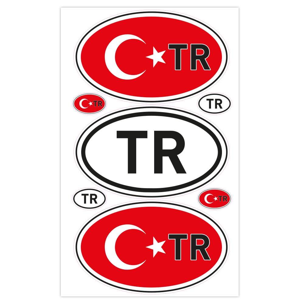 Autoaufkleber Länderkennzeichen - Türkei (7 Stück - 200x300 mm) - adressaufkleber-fabrik.de