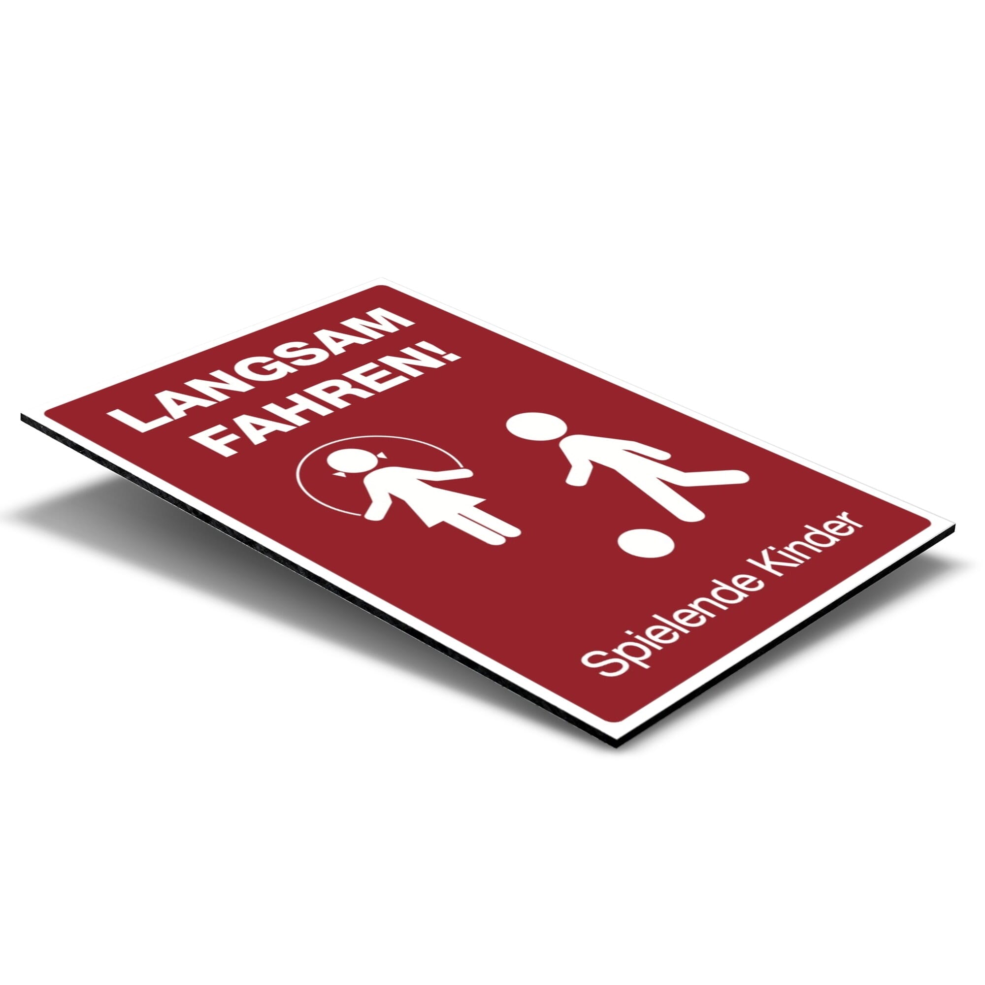 Schild - Langsam Fahren ! Spielende Kinder (mit Piktogramm) - adressaufkleber-fabrik.de